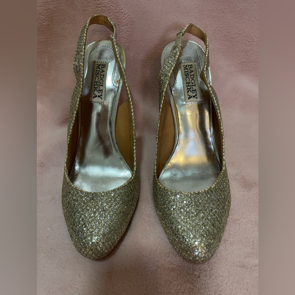 Badgley Mischka Kiss Kiss Glitter Slingback Pumps